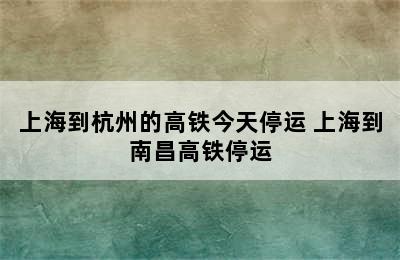 上海到杭州的高铁今天停运 上海到南昌高铁停运